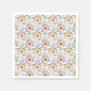 Mjuk Färgad Blommor Mönster Pappersservett