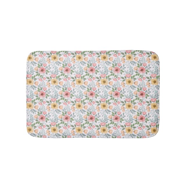 Mjuk Färgad Flower Mönster Bath Mat Badrumsmatta (Framsidan)