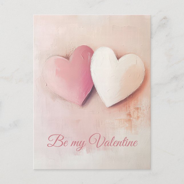 Mjuk färgad Hearts Valentines Hälsning Vykort (Framsida)