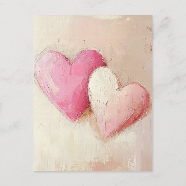 Mjuk färgad Hearts Valentines Hälsning Vykort (Framsida)
