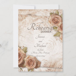Mjuk Färgad Ro Bröllop Rehearsal Middag Inbjudningar