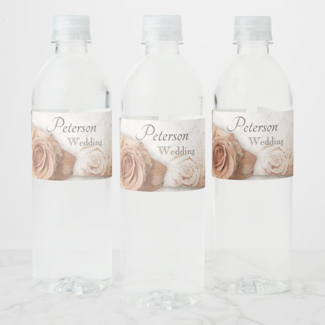 Mjuk Färgad Ro Bröllop Vattenflaskor Etikett (Flaskor)