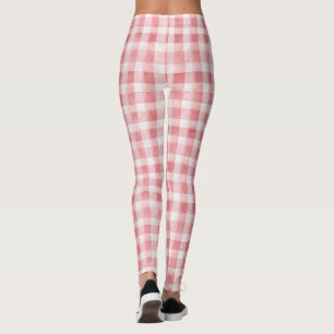 Mjuk Feminint Rosa Vitt Rutigt Randigt Leggings