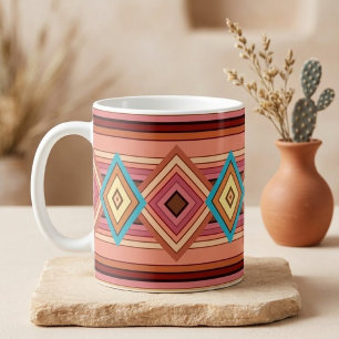 Mjuk flerfärgad diamant och randig kaffemugg