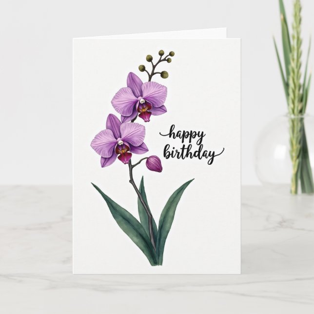 Mjuk födelsedagskort med botanisk illustration kort (Framsida)