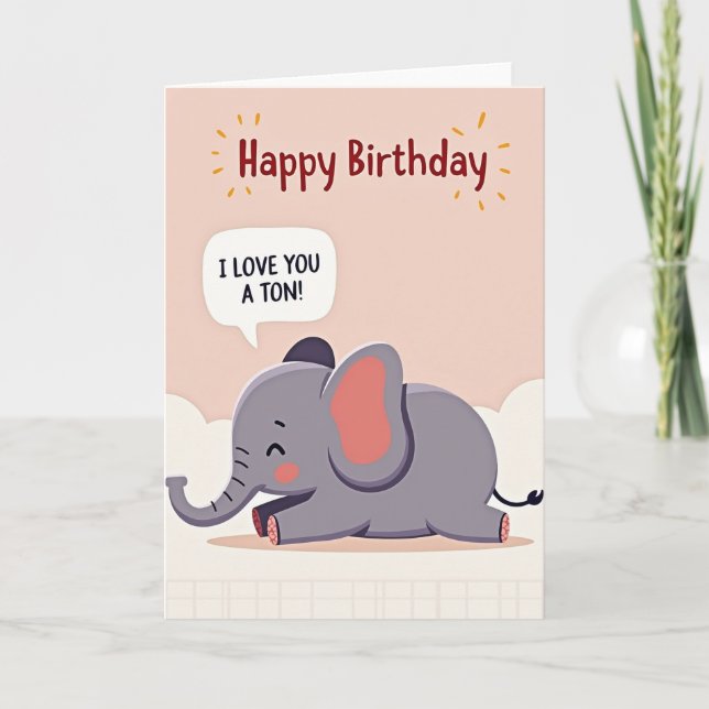 Mjuk födelsedagspresentkort med elefant kort (Framsida)