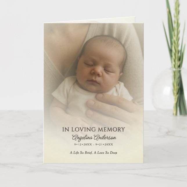 Mjuk Foto & Ängel Baby Begravning/Minnesmärke Vikt Program (Framsida)