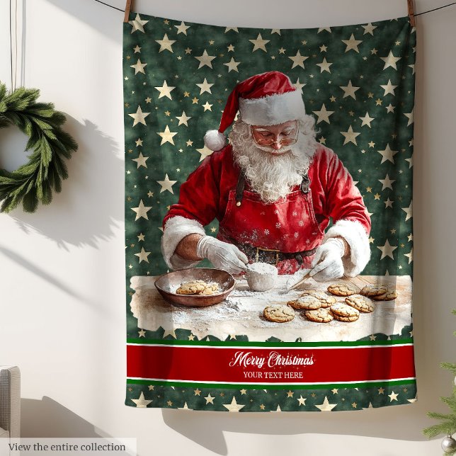 Mjuk framsida blanket med Retro Santa Print Fleecefilt (Soft Festive Blanket with Retro Santa Print)