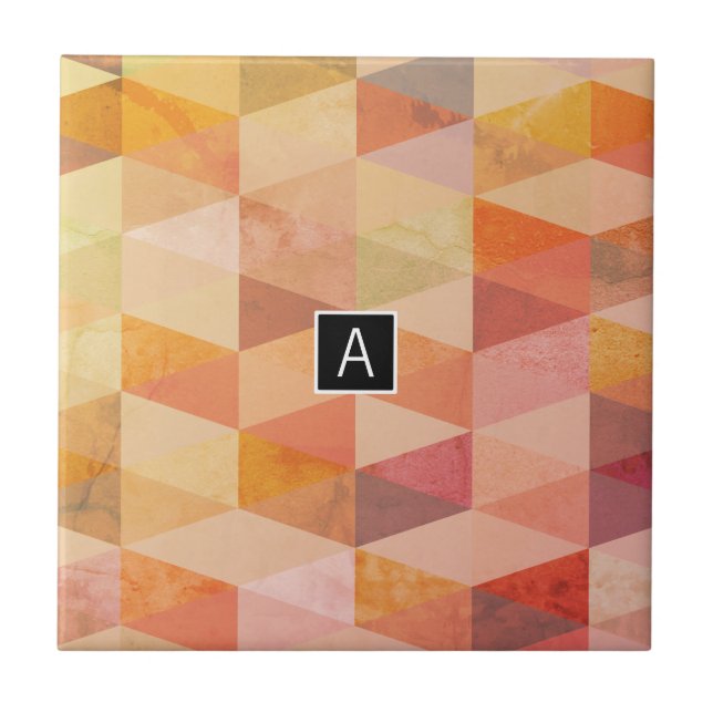 Mjuk geometrisk triangelmönster | Monogram Kakelplatta (Framsidan)