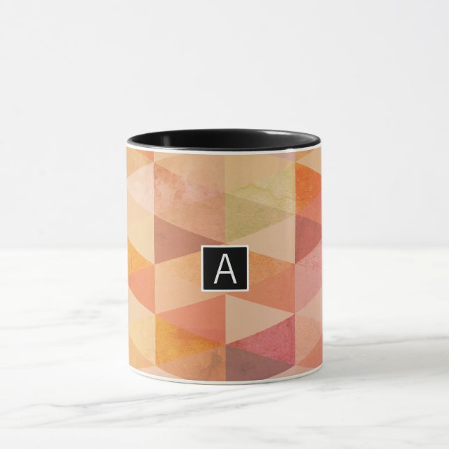 Mjuk geometrisk triangelmönster | Monogram Mugg (Center)