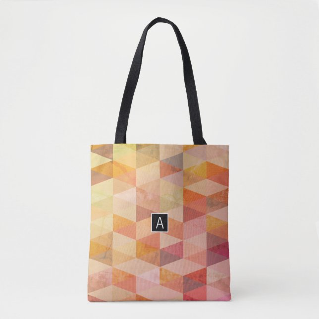 Mjuk geometrisk triangelmönster | Monogram Tygkasse (Framsida)