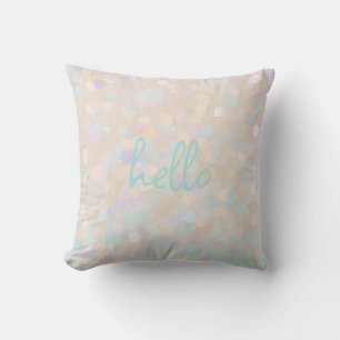 Mjuk Glitter i Pastell "hej" Personlig Kudde