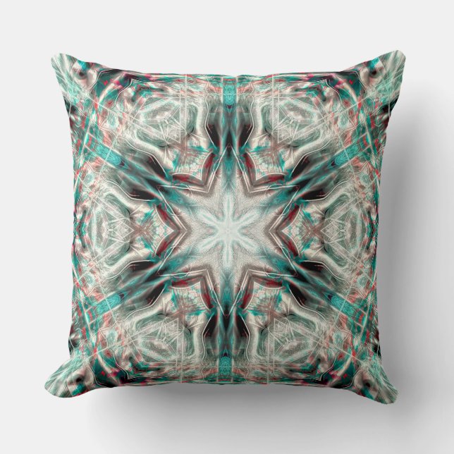 Mjuk glöd på blå sandy struktur, kaleidoskop stjär kudde (Framsida)