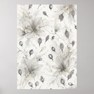 Mjuk grå botanisk fröbalksvattenfärgposter poster