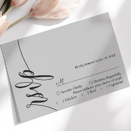 Mjuk Grå Elegant Kalligrafi Bröllop RSVP-kort OSA Kort