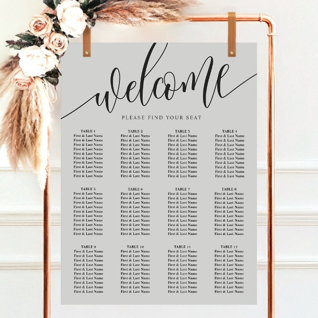 Mjuk Grå Minimalistisk Bröllopsställningskarta Poster (Skapare uppladdad)