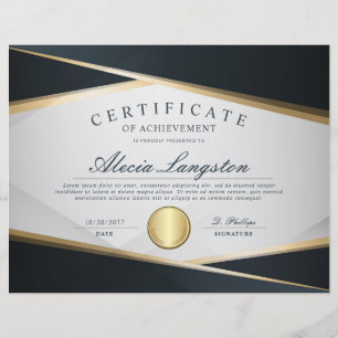 Mjuk grå och guld certifikat för prestation