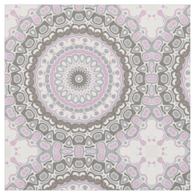 Mjuk Grå och Rosabränd Mandala Tyg (Närbild)