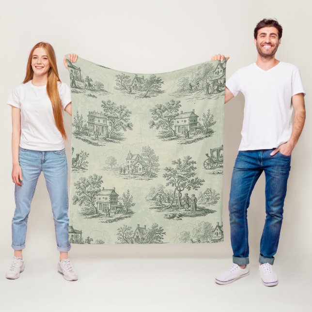 Mjuk Grå Rustik Bondgård Toile Landsbygd Fleecefilt (På plats)