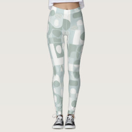 Mjuk Grå Salvia Balans Abstrakt Mönster Leggings