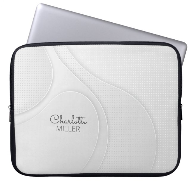 Mjuk Grått Abstrakt Vinkarare Mönster med eget nam Laptop Fodral (Framsidan)