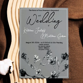 Mjuk Grått Blommigt Vattenfärgad Blommigt Bröllop Inbjudningar