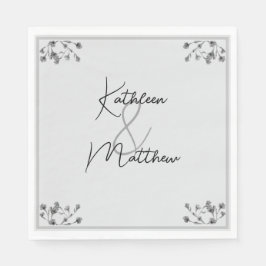 Mjuk Grått Blommigt Vattenfärgad Blommigt Bröllop Pappersservett