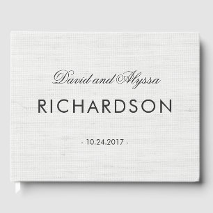 Mjuk Grått Linen Titta med Elegant Black Text Gästböcker