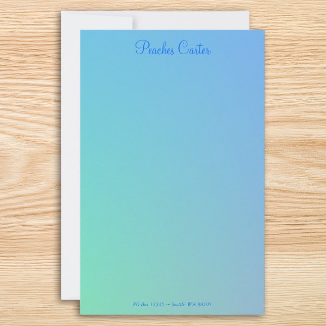 Mjuk grön Aqua blå Ombre Brevpapper (Soft Green Aqua Blue Ombre Stationery)