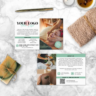 Mjuk Grön Dina Logotyp Bilder QR Spa Salong Flygblad