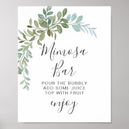 Mjuk Grön Eukalyptus Vattenfärg Rustik Bröllop Poster