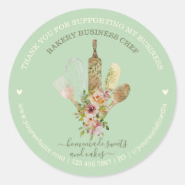 Mjuk grön matbutik Catering Bakery Chef Runt Klistermärke