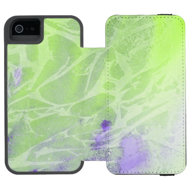 Mjuk grön och lavendel harmoni incipio iPhone wallet skal (Folio Öppen)