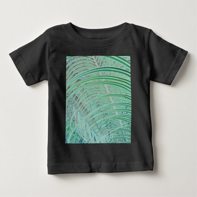 Mjuk Grön Växt Palmblad Tee Shirt (Framsida)