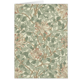 Mjuk grön vintage William Morris kaprifol Hälsningskort
