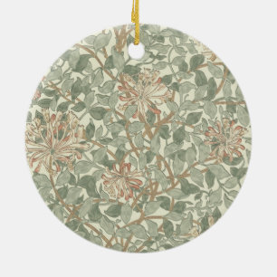 Mjuk grön vintage William Morris kaprifol Julgransprydnad Keramik