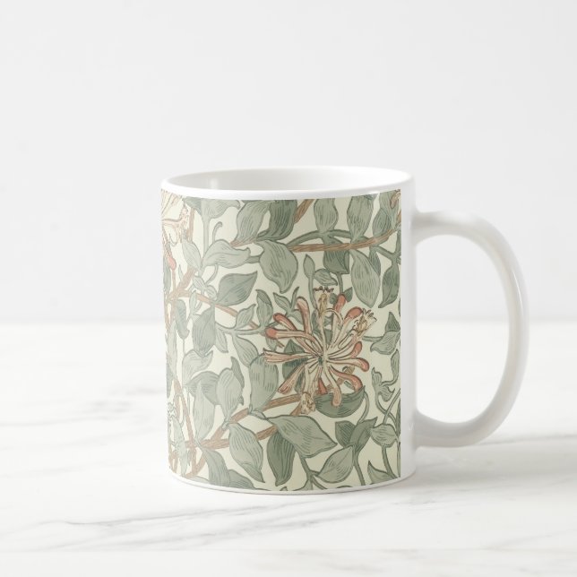 Mjuk grön vintage William Morris kaprifol Kaffemugg (Höger)