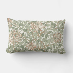 Mjuk grön vintage William Morris kaprifol Lumbarkudde