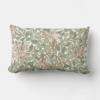Mjuk grön vintage William Morris kaprifol Lumbarkudde