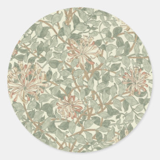 Mjuk grön vintage William Morris kaprifol Runt Klistermärke