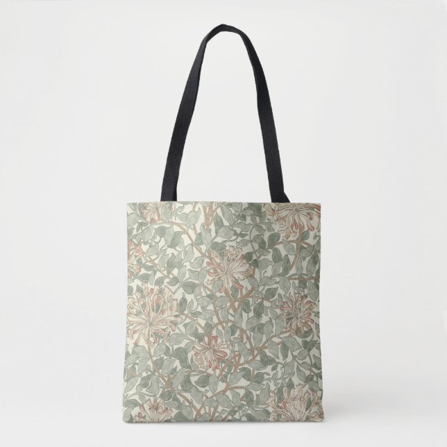Mjuk grön vintage William Morris kaprifol Tygkasse (Framsida)