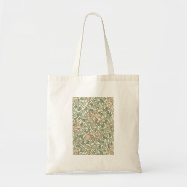 Mjuk grön vintage William Morris kaprifol Tygkasse (Framsidan)