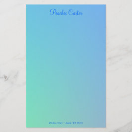 Mjuk Grönt Aqua Blue Ombre Brevpapper