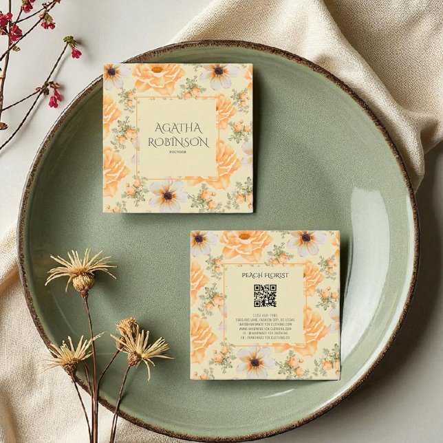 Mjuk Grönt av Gult Blomsterblomma Fyrkantigt Visitkort (Skapare uppladdad)