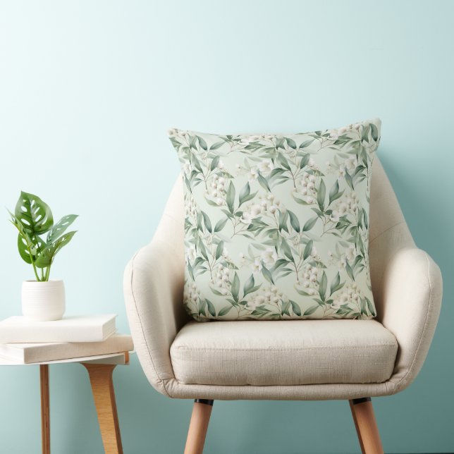 Mjuk Grönt Blommigt Eucalyptus Dekorativ kudde (Stol)
