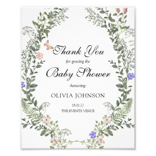 Mjuk Grönt Boho Kön Neutral Baby Shower Poster