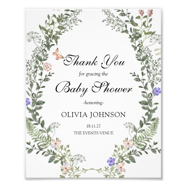 Mjuk Grönt Boho Kön Neutral Baby Shower Poster (Framsidan)