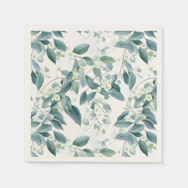 Mjuk Grönt Eucalyptus Vattenfärgsfärg-stil Papper Pappersservett