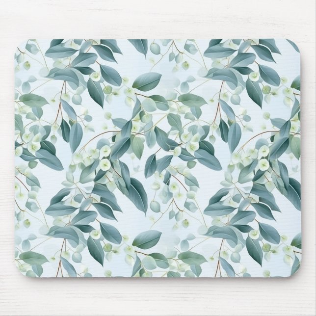 Mjuk Grönt Eucalyptus Watercolor-stil Musmatta (Framsidan)