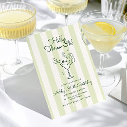 Mjuk Grönt Hand plockade Cocktail Glass 30års föde Inbjudningar